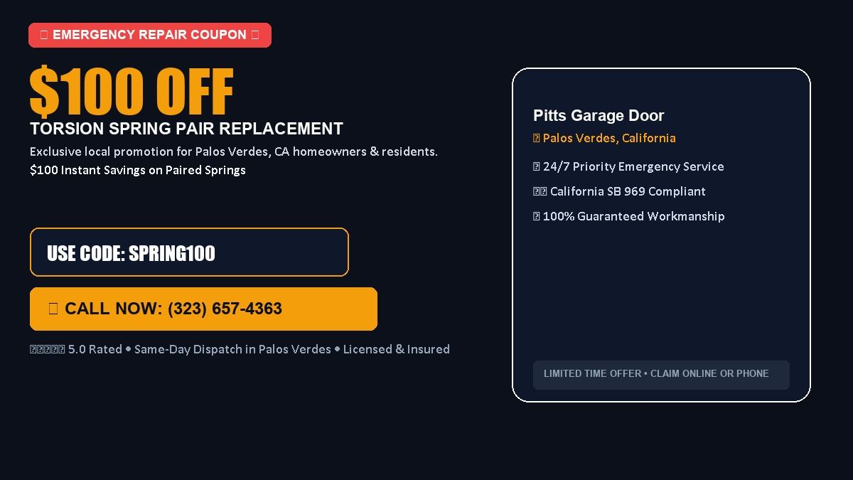 Pitts Garage Door Service $100 OFF Dual Torsion Spring Replacement